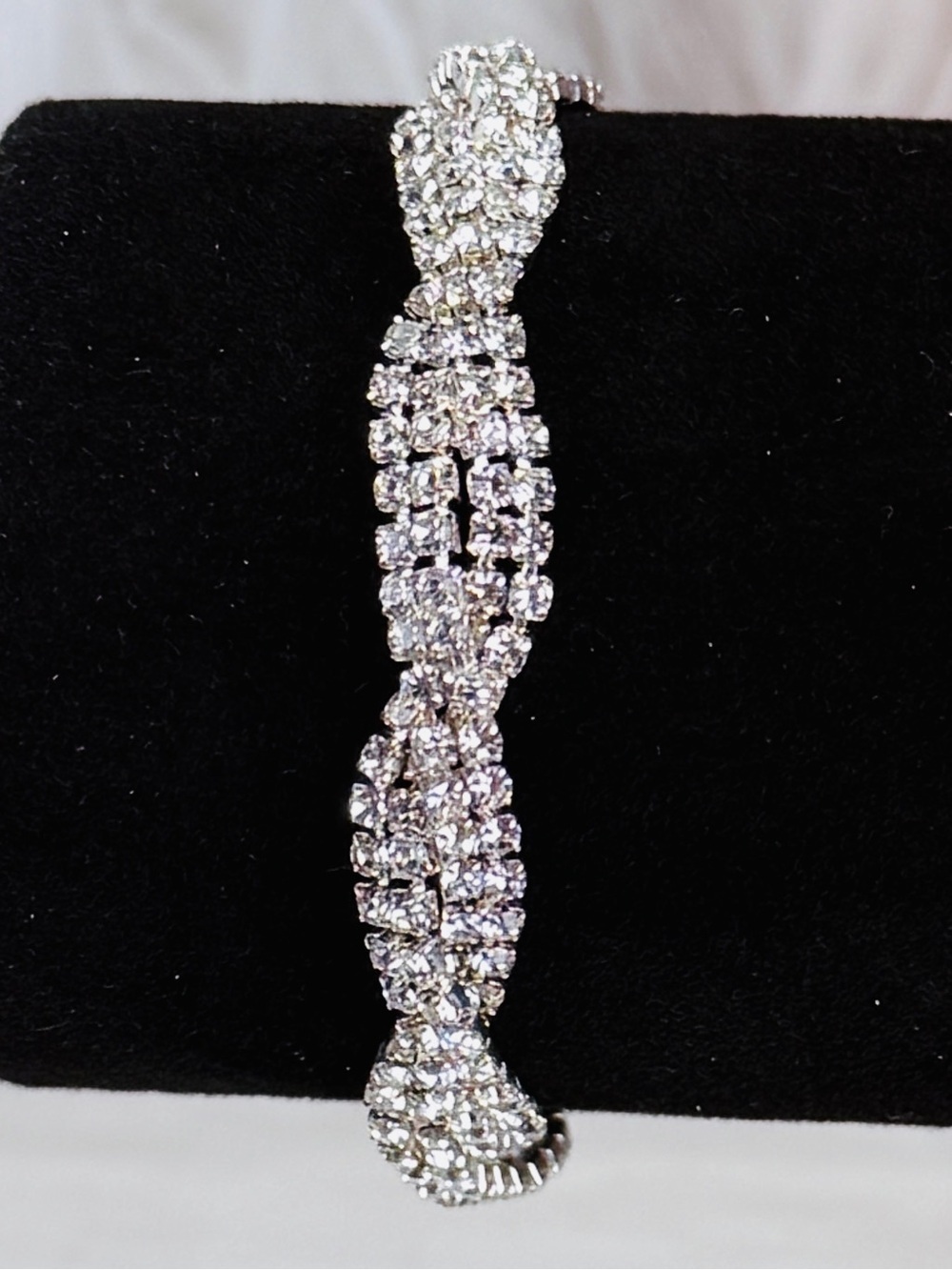 Elegant Silvertone Rhinestone Dressy Bracelet View 6